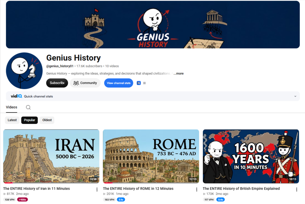 Genius History — A Fast-Growing Stickman History Channel